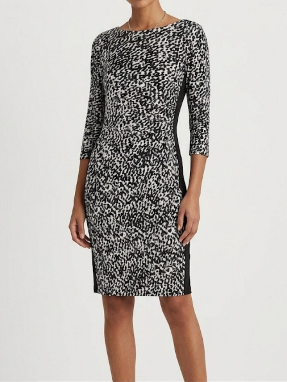 Lauren Ralph Lauren Side Ruched Animal Print Sheath Dress Size 10 Stretchy